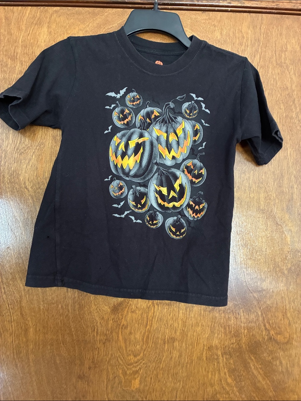 Black Halloween Jack-O'-Lantern Kids T‑Shirt Size 8 Medium